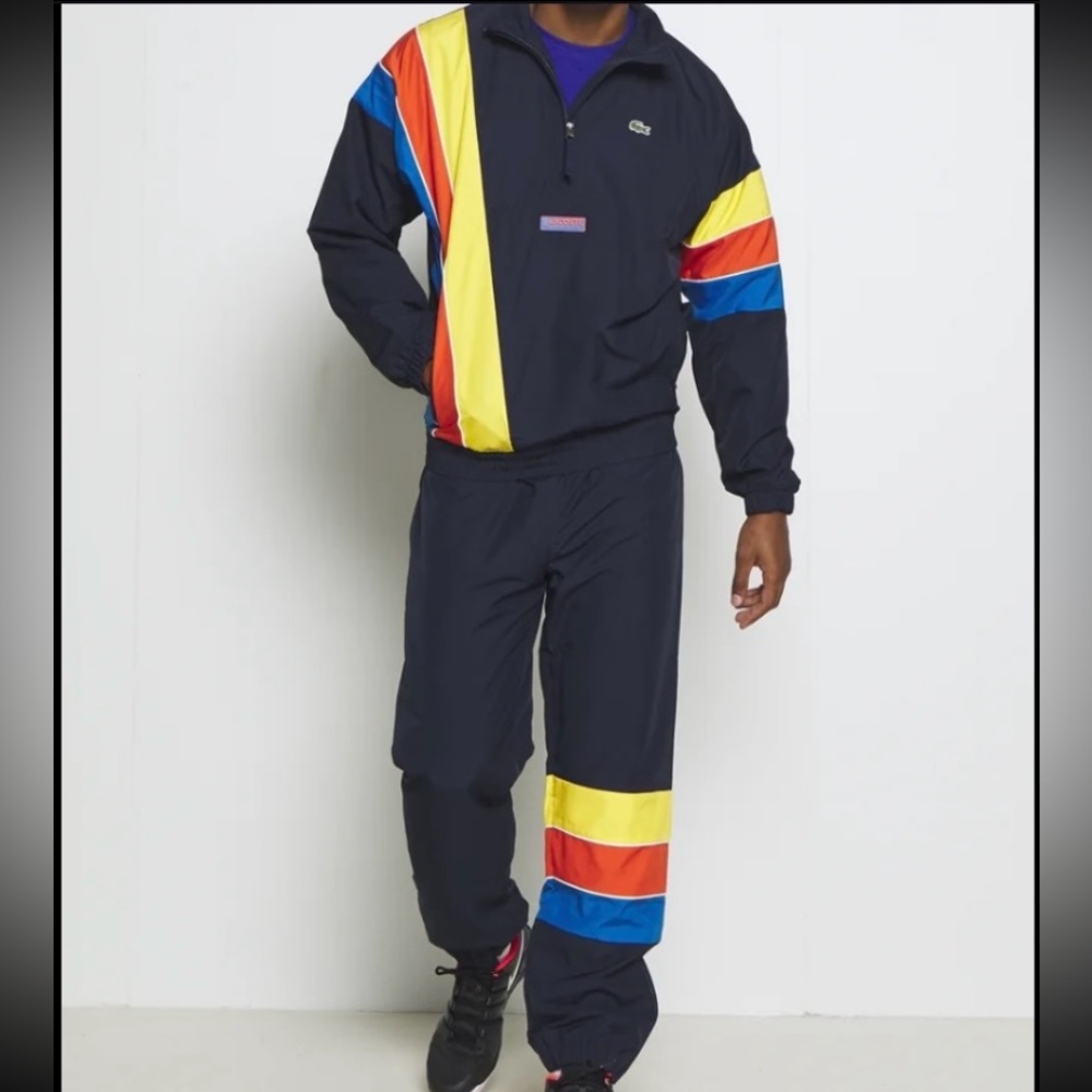 Lacoste Sport 2pc set‎ lightweight windbreaker Tracksuit Men Sz small Multicolor